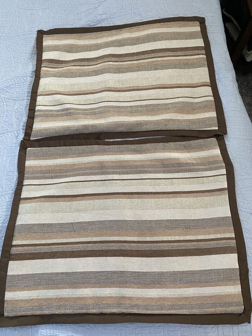 Linden Street Brown Tan Striped Brown Border Standard Pillow Covers
